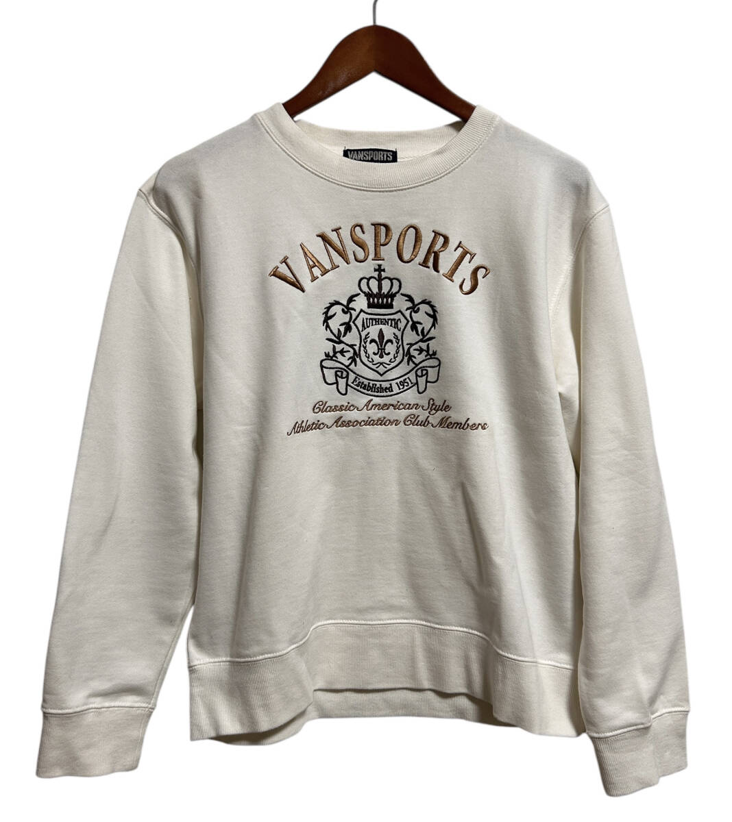 ★VAN SPORTS LADIES ヴァンスポーツ スウェット トレーナー M 白 ホワイト 刺繍拍卖