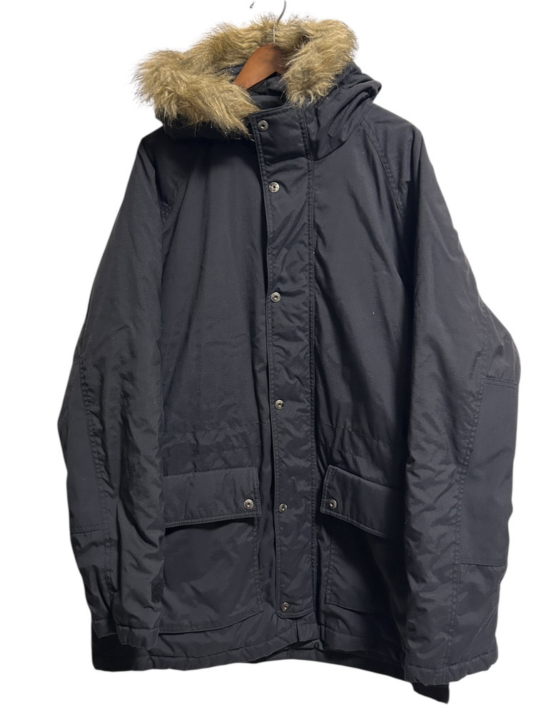 ▽UNIQLO ユニクロ 中綿入りジャケット ハーフコート ファー XL 黒 ブラック ビッグサイズ 大きいサイズ エアテック ナイロンジャケット拍卖