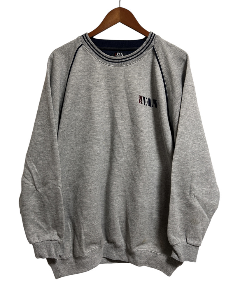 ★Mr.VAN ミスターヴァン スウェット トレーナー LL 灰色 グレー ライン XL 大きいサイズ ビッグサイズ ラグラン拍卖