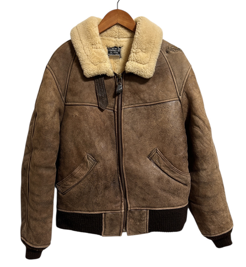 難有り USA製☆AVIREX アヴィレックス B-6 ムートン フライトジャケット レザージャケット 36 茶色 ブラウン シープスキン ビンテージ拍卖