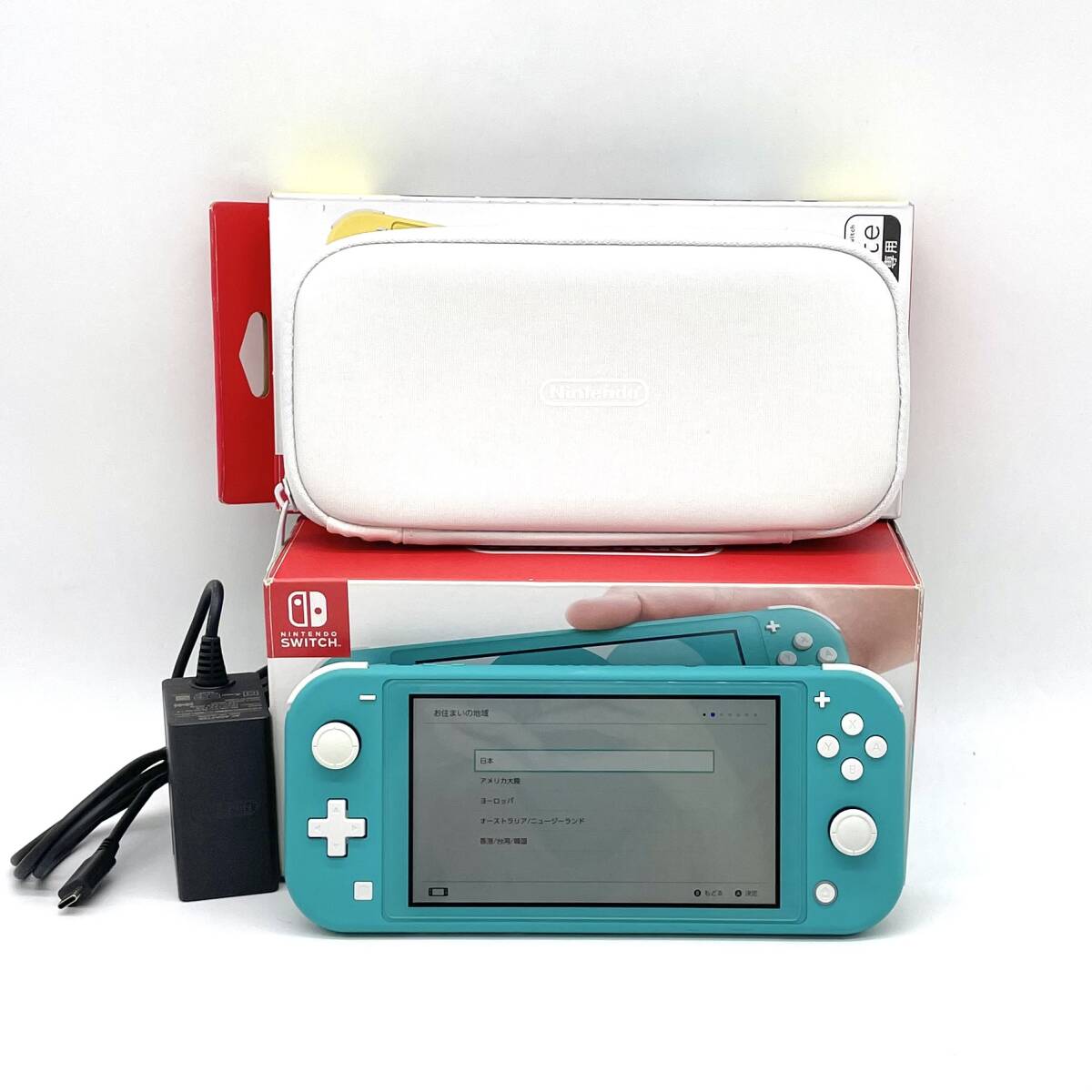 【中古・美品】1円 Nintendo Switch Lite ターコイズ 本体+キャリングケースセット 任天堂 スイッチライト 付属品完備拍卖