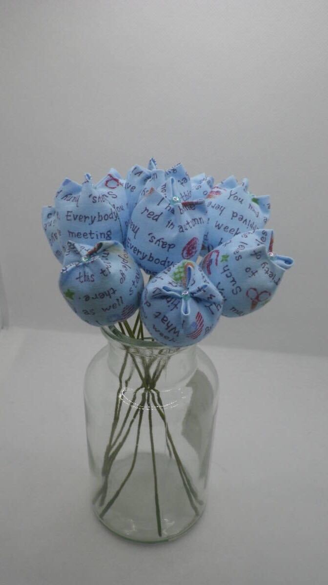 青地の文字柄 布花 ハンドメイド 10本組 拍卖