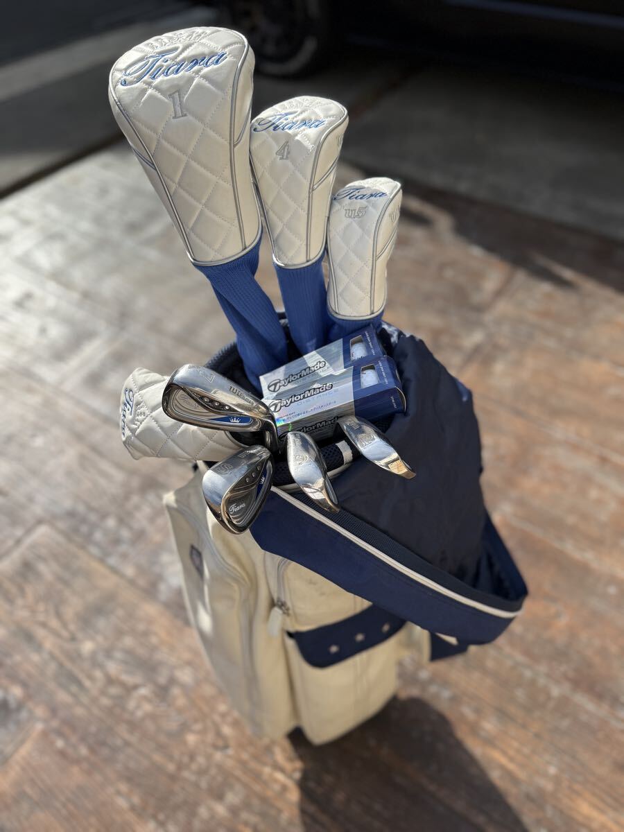 【初心者おすすめ・1円スタート】Wilson Tiara レディース ゴルフクラブフルセット+Callawayキャディバッグ+adidasシューズ24cm+おまけ拍卖