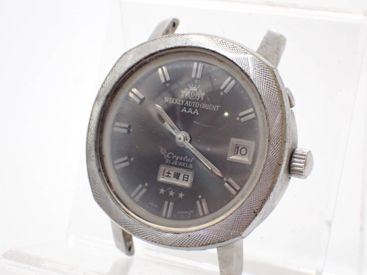 1円~☆WEEKLY AUTO ORIENT ウィークリーオート オリエント AT/自動巻き メンズ腕時計 Crystal クリスタル 0104944 黒文字盤/品1118-500拍卖