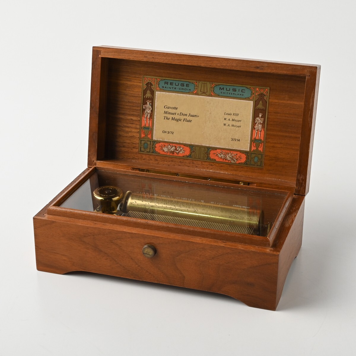 リュージュ オルゴール 72弁 3曲 動作品 ガボット メヌエット 魔笛 木製ケース モーツァルト ルイ13世 REUGE MUSIC スイス製 高級拍卖