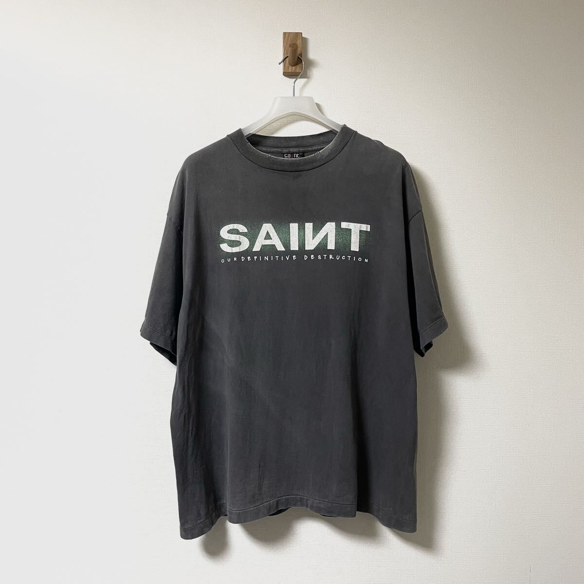 国内正規品 SAINT MICHAEL 24AW Tシャツ ヴィンテージ加工 SM-YS1-0000-001 ロゴ セントマイケル拍卖