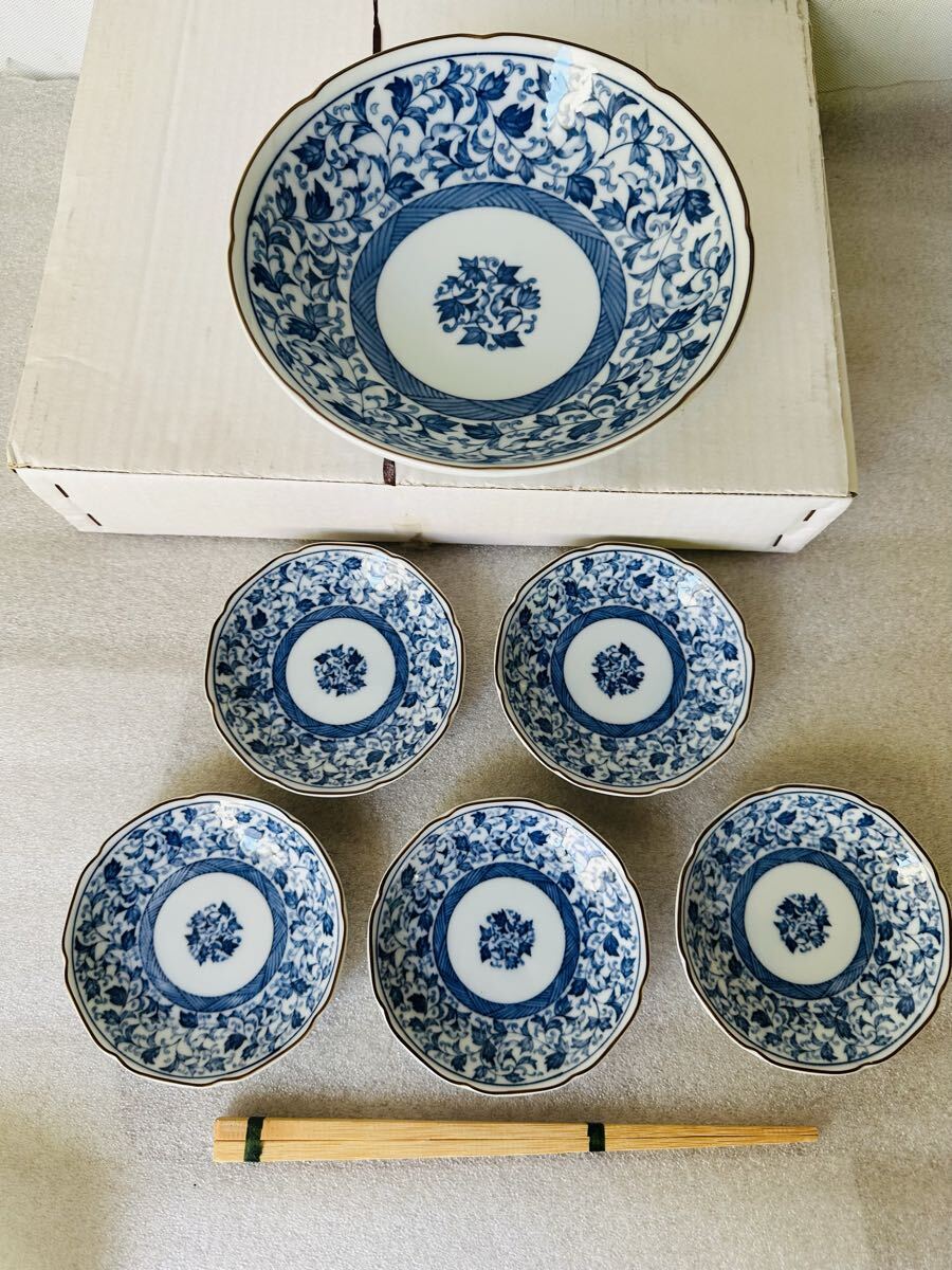 和食器 陶磁器 松峰窯 中皿 中鉢1枚/小皿 小鉢5枚のセット【未使用保管品】拍卖