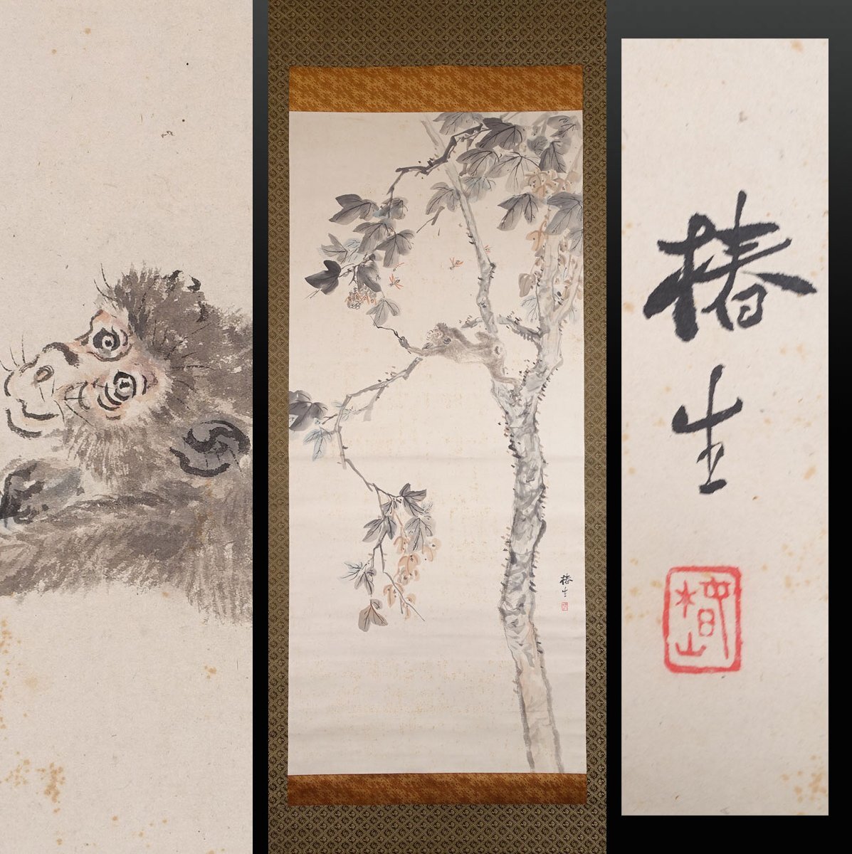【真作】 蔵壷◆『椿椿山 封候図』 1幅 渡辺華石題箋 痴庵老夫箱書 日本画 動物画 猿図 江戸絵画 文人画 中国絵画 渡辺崋山に学ぶ 茶掛軸拍卖