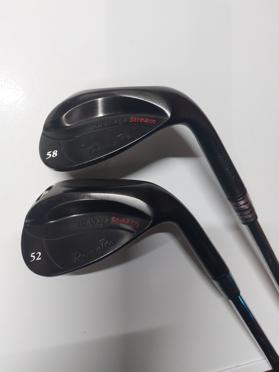 【良品】ロマロ アルコバッサ ストリーム RomaRo Alcobaca Stream(2024) 52° 58° ウェッジ KBS HI-RBV 2.0 115 R ハイレヴ 115 黒 セット拍卖