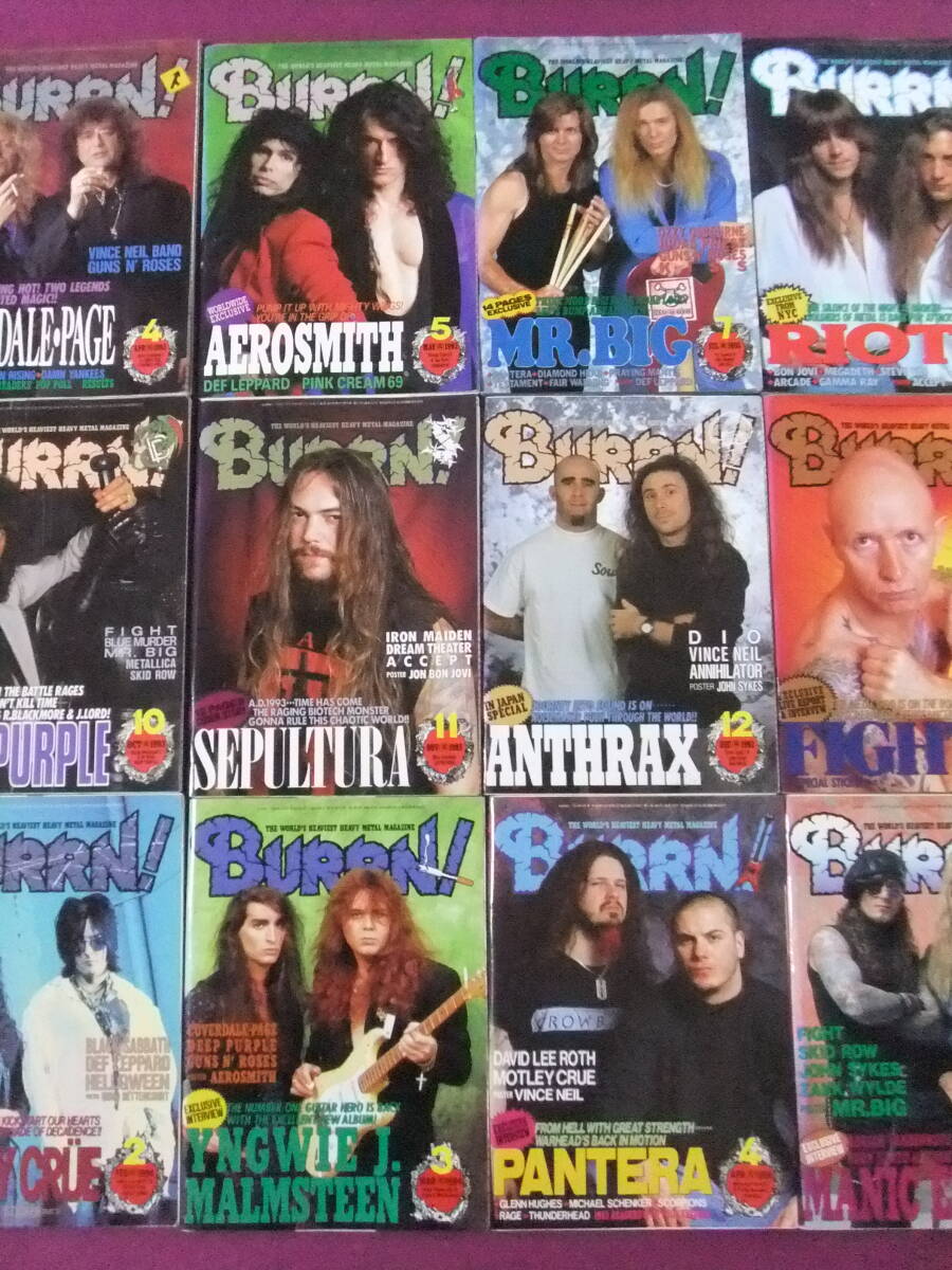 ■B2076/★【BURRN!/12冊まとめてセット】/1993-1994年/カヴァーデイル・ペイジ、エアロスミス、Mr.Big、ディープ・パープル 等■拍卖