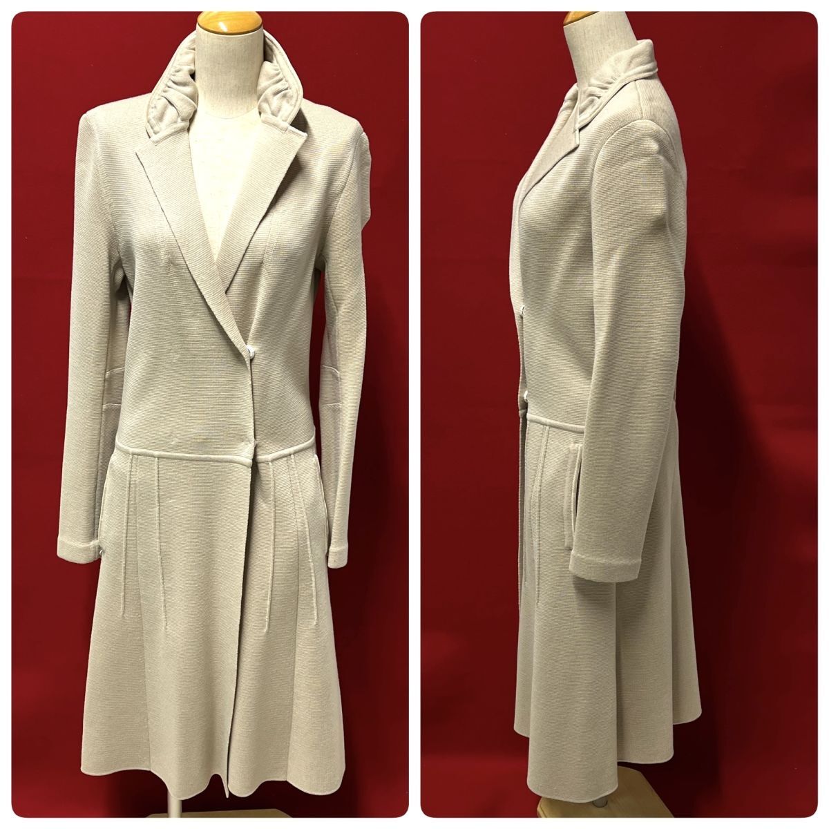 【R843】美品 アンテプリマ ANTEPRIMA ニットコート カーディガン ベージュ系 サイズ38 レディース拍卖