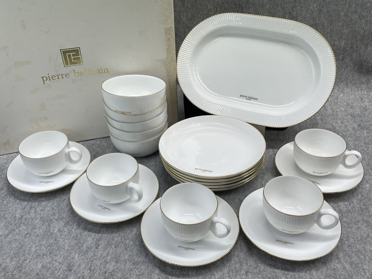 【R970】新品 未使用 ピエールバルマン paris YAMAKA/ヤマカ 金彩 食器 食卓 一式セット 白/ホワイト カップ&ソーサー 取り皿 盛皿など b拍卖