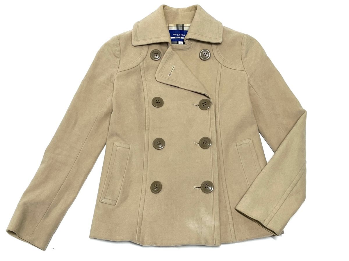 【R994】BURBERRY BLUE LABEL/バーバリー ブルーレーベル トレンチコート ピーコート ノバチェック ベージュ系 中古 サイズ36 レディース拍卖