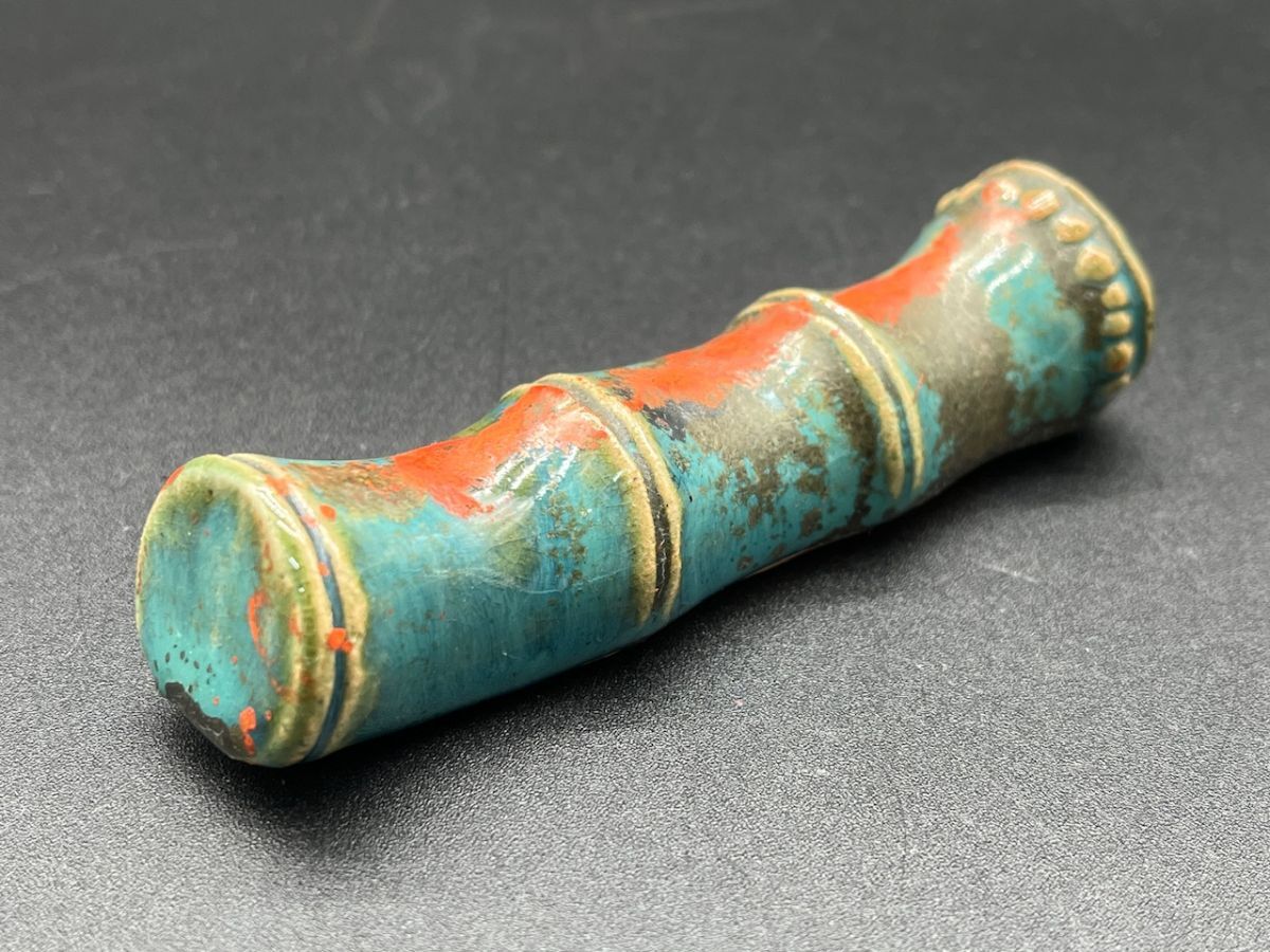 竹型 筆置 文鎮 10.5×2.7×3㎝ 85g 書道 書道具 書道用具 筆置物 筆架 陶器製筆置 (20338)拍卖