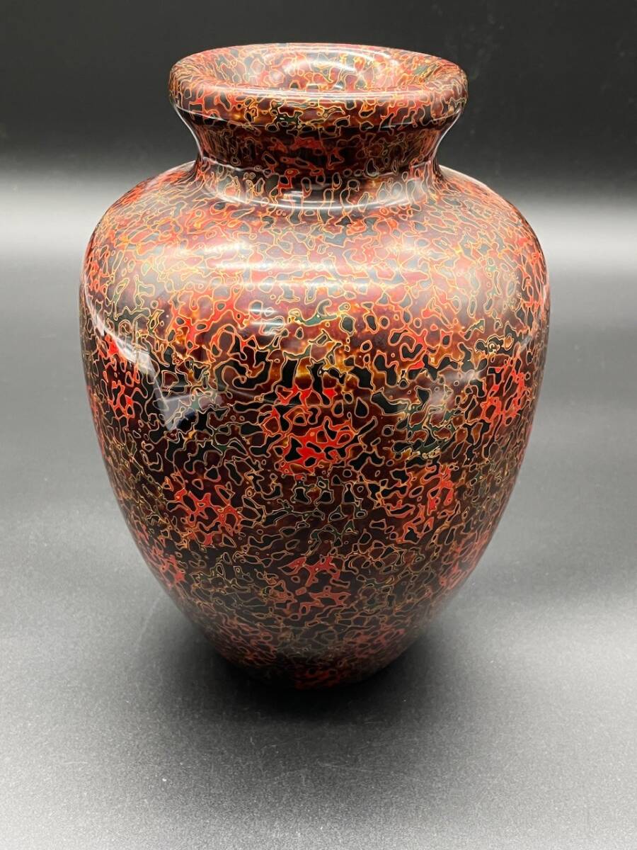 津軽塗 壺 直径16.5×高さ24.5 2119g 花器 花台 伝統工芸津軽塗 花入 華道具 茶道具 置物 伝統工芸 壺 (20314)拍卖