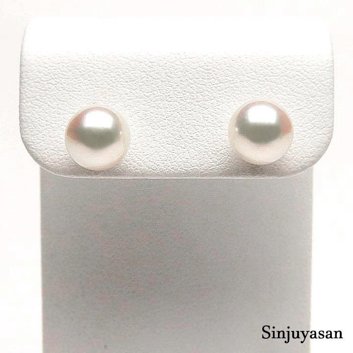 真珠屋さん 冠婚葬祭に【ホワイトピンク】最高の色!7.3mm アコヤ真珠 プラチナ Pt900ピアス 伊勢志摩産特選パール 新品拍卖