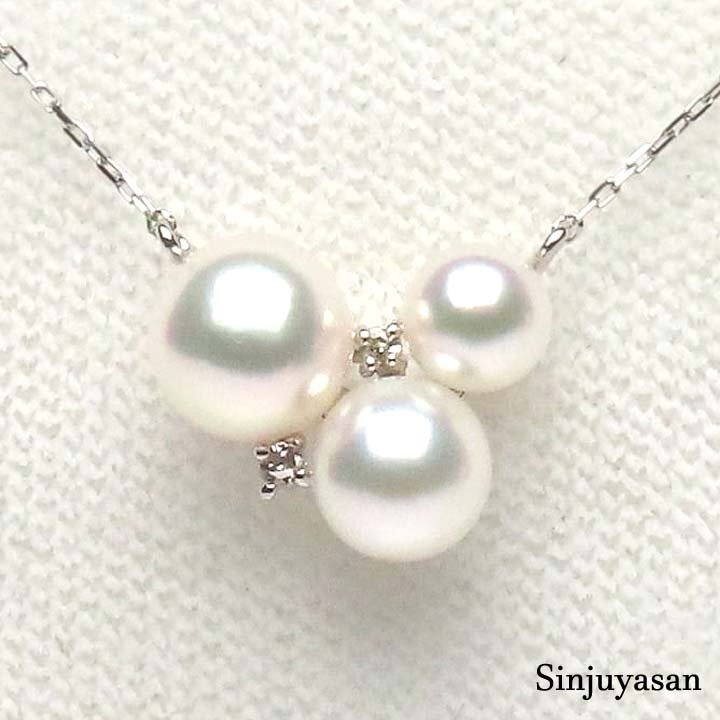 真珠屋さん 特選【花珠 ホワイトピンク】最高の色!6.4~4.7mm アコヤ真珠 D0.02ct プラチナ Pt900/Pt850ネックレス 伊勢志摩産パール 新品拍卖