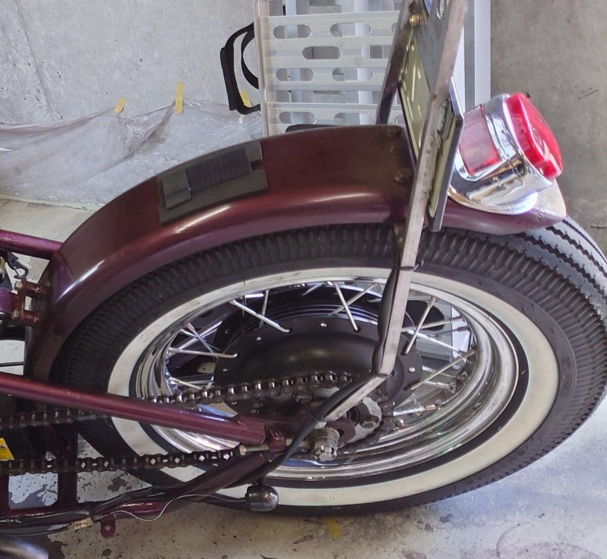 5インチフラットフェンダー テールランプ付き ハーレー チョッパー ボバー リジット拍卖