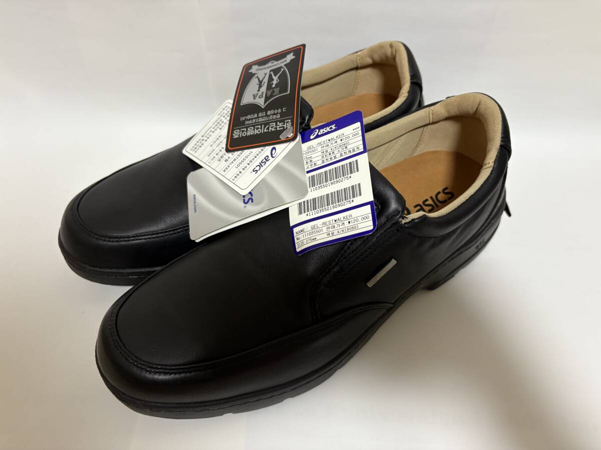 アシックス asics WALKING GEL-RESTWALKER ゲル ウォーキングシューズ 27.5mm ブラック 衝撃緩衝 旅行 ビジネス 未使用品拍卖