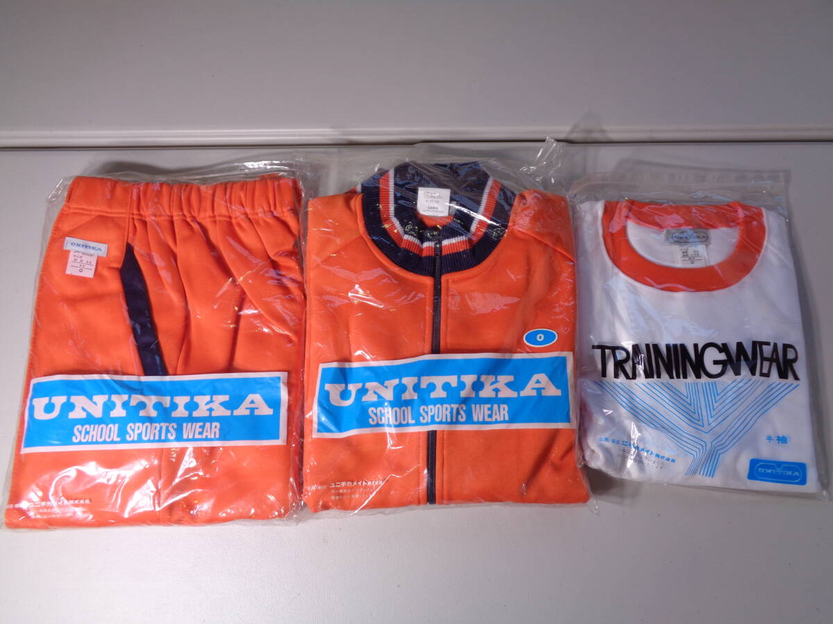 O オレンジ unitika ジャージ + Tシャツ 上下セット 体操 ●レトロ●保管品拍卖