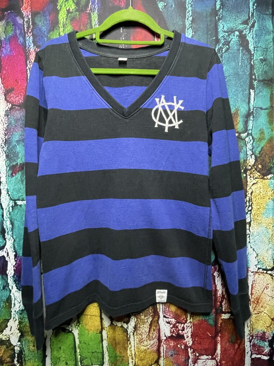 TOMMY トミー ボーダーVネックロングカットソー size M拍卖