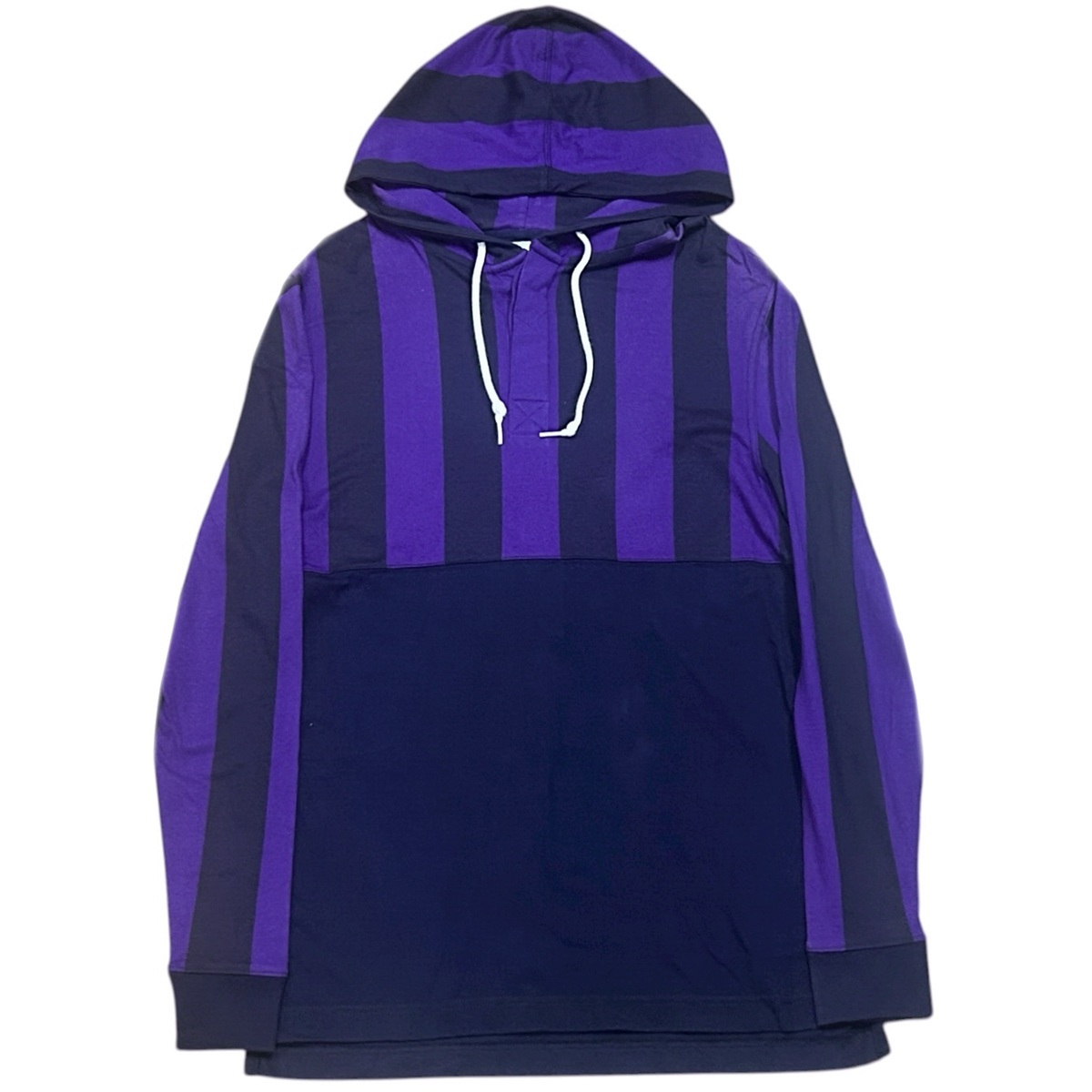 新品 レア URBAN OUTFITTERS アーバンアウトフィッターズ フーディーカットソー パープル/黒/ネイビー size S パーカー ロンT 長袖Tシャツ拍卖
