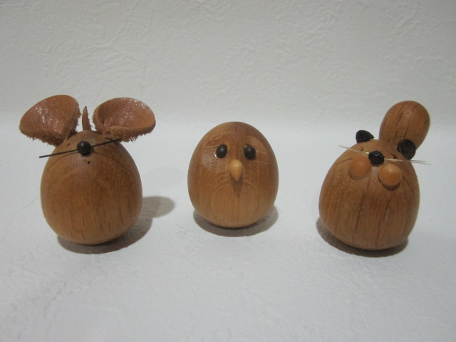 ペーパーウエイト / Wood Object 木製 オブジェ ★3体セット★ 置物 拍卖