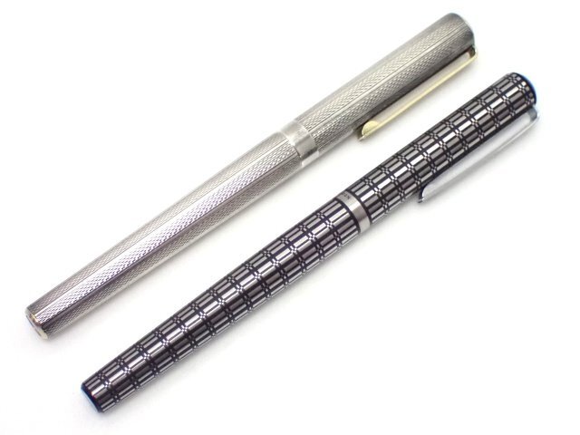 SAILOR セーラー メタルシリーズ 万年筆 スターリングシルバー/格子柄 2本セット 14K 201 SWISS BANK刻印 ♪ 73E87-14拍卖