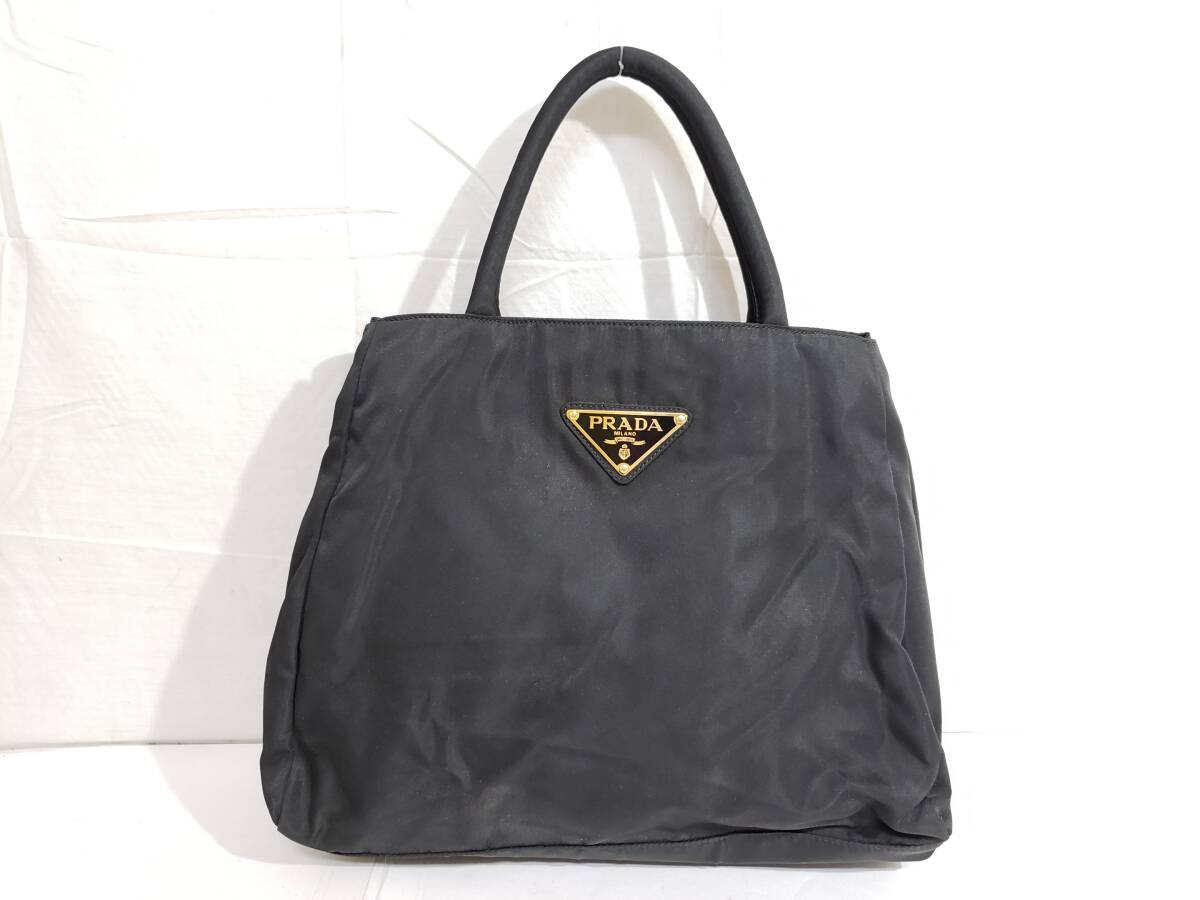 PRADA プラダ ナイロンキャンバス トートバッグ/ハンドバッグ/ネロ/約26.5×33×11cm/06KO101303-8拍卖