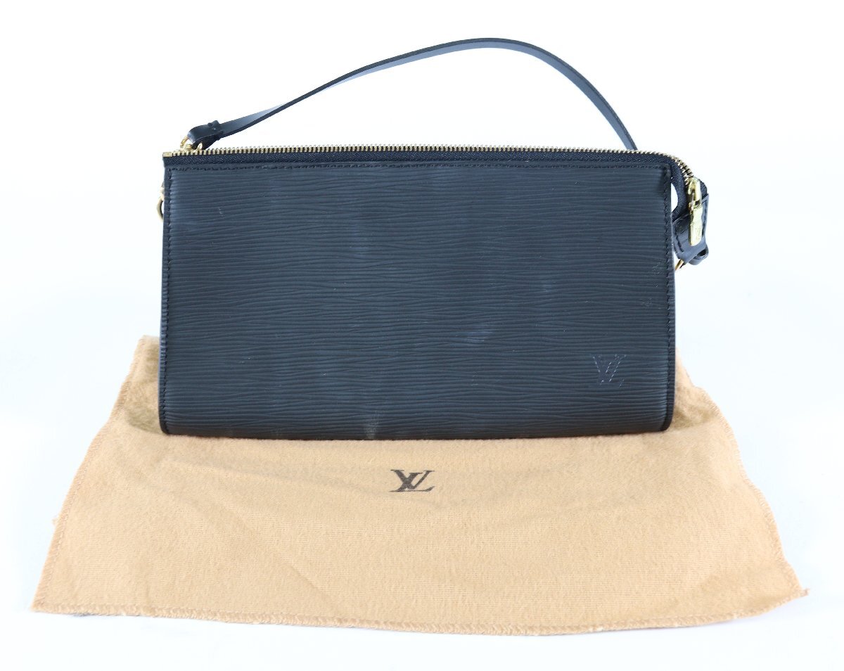 LOUIS VUITTON ルイヴィトン エピ ポシェット アクセソワール レザー ブラック系 レディース 手持ち 鞄 かばん 保存袋付き 3565-YH拍卖