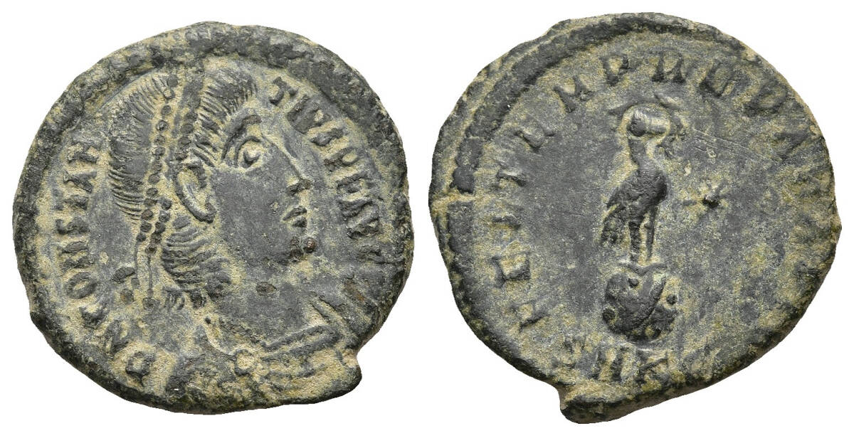 1円スタート! ★ 古代ローマ帝国 アンティオキア コンスタンティウス2世 ( AD337-AD361 ) フォリス 青銅貨★アンティーク コイン拍卖