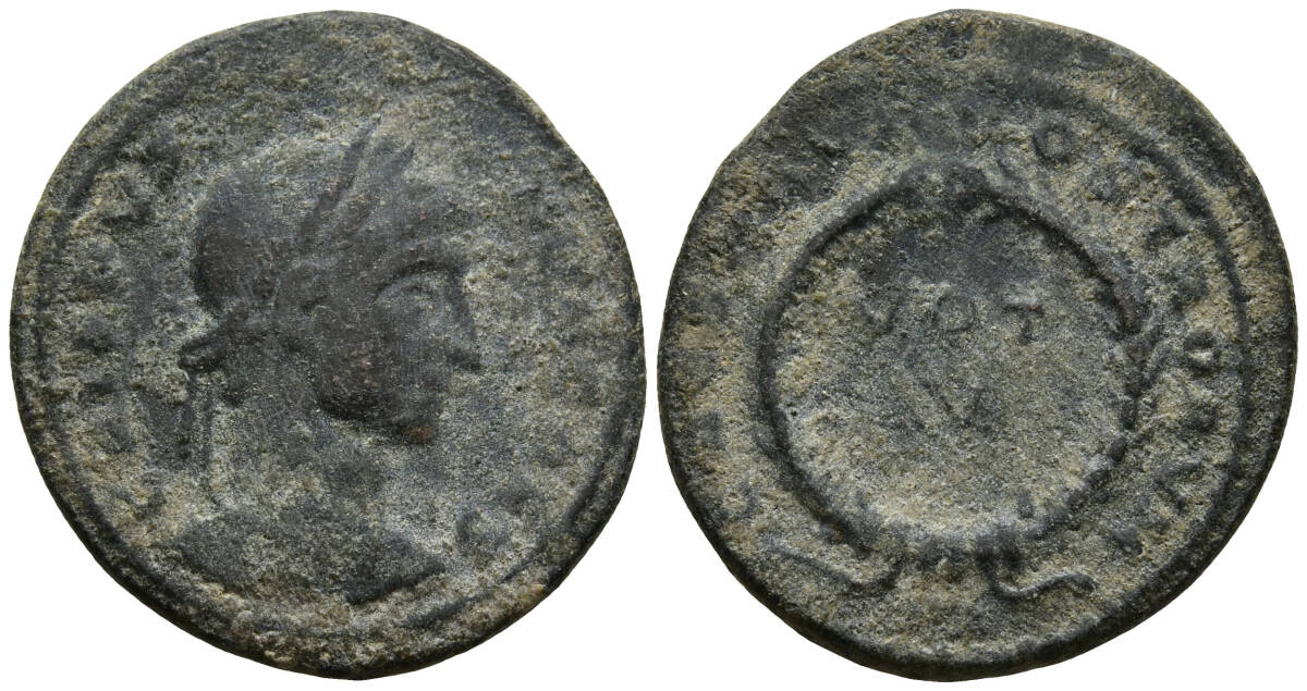 1円スタート! ★ 古代ローマ帝国 クリスプス ( 副帝 AD317-AD326 ) フォリス 青銅貨★アンティーク コイン拍卖