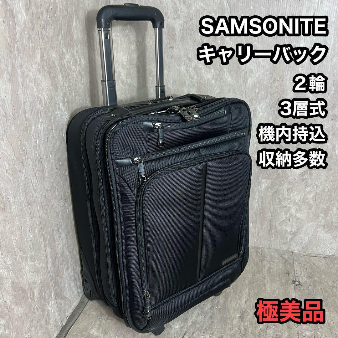 極美品 Samsoniteサムソナイト キャリーバッグ 機内持込 2輪 3層 通勤 出張 営業鞄 スーツケース ビジネスキャリー キャリーケース拍卖