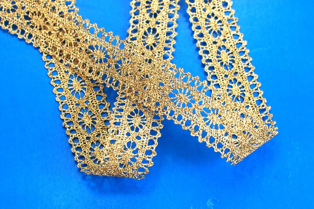 10mまき レース・ラメ糸 17mm巾 ゴールド 【手芸・縫製】拍卖