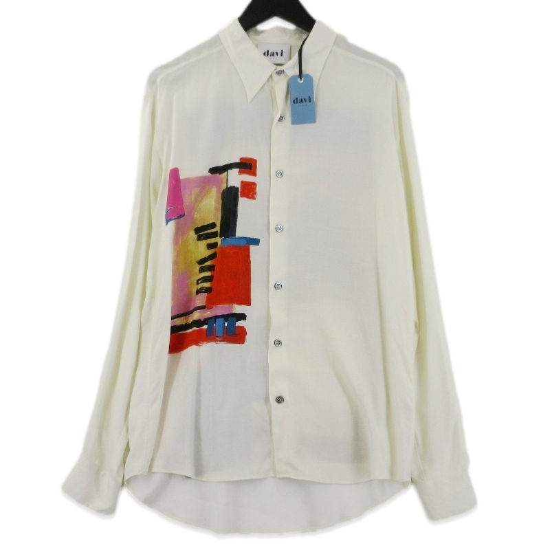 未使用 DAVI PARIS ダヴィ パリ 長袖シャツ DAVEY DC001 イタリア製 アート アイボリー S 70017199拍卖