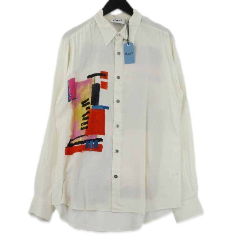 未使用 DAVI PARIS ダヴィ パリ 長袖シャツ DAVEY DC001 イタリア製 アート アイボリー S 70017198拍卖