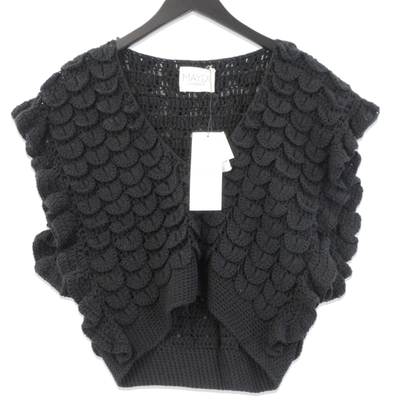 未使用 MAYDI マイディ ESTEROS 22SS ニット ベスト ハンドメイド ウィメンズ レディース アルゼンチン製 ブラック 黒 S 70017201拍卖