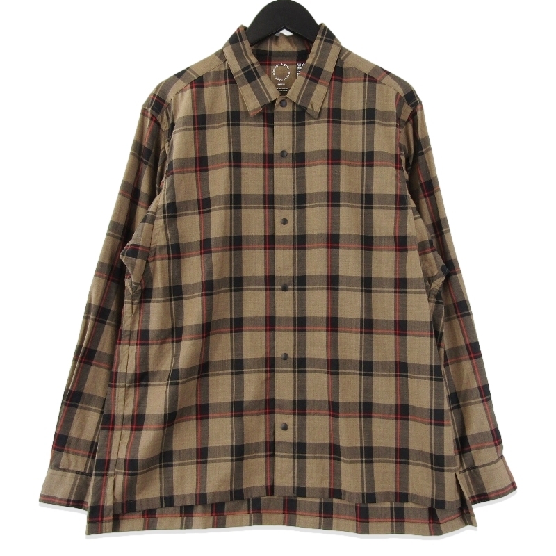 美品 山と道 ヤマトミチ 長袖チェックシャツ Merino Shirt メリノチェック スナップボタン ユニセックス ブラウン L 18001232拍卖
