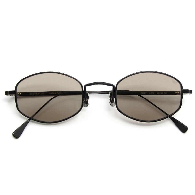 美品 EYEVAN7285 アイヴァン7285 サングラス MODEL.1017 SUN 日本製 バレルシェイプ メタルカシメ丁番 805 マットブラック 65008986拍卖