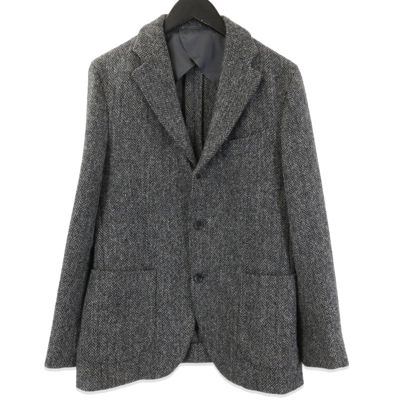 美品 EDIFICE × HARRIS TWEED エディフィス 3Bジャケット 17-010-320-0106-3-0 ハリスツイード グレー 46 71014020拍卖