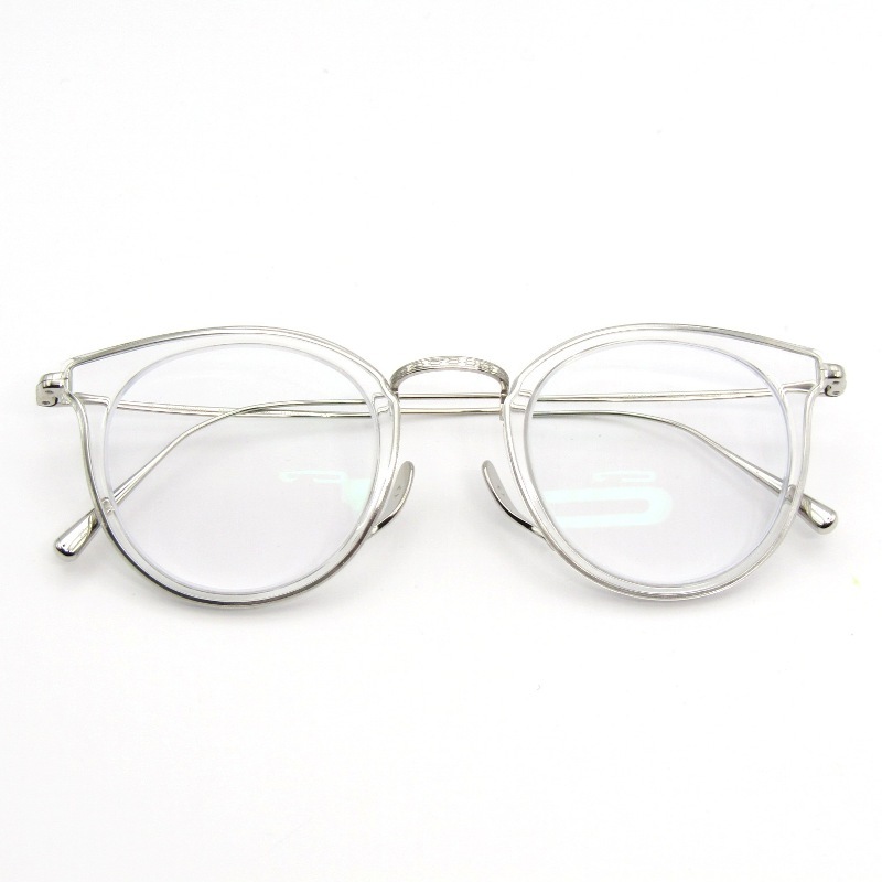 美品 Kame ManNen カメマンネン メガネフレーム KMN-1111 度入り 日本製 ボストン コンビ CL/TS クリア/チタニウムシルバー 65009000拍卖