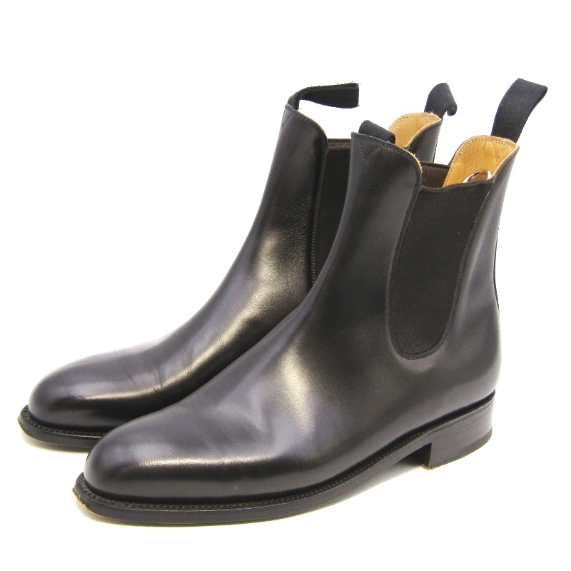 美品 J.M.WESTON ジェイエムウエストン 7C チェルシーブーツ #705 ボックスカーフ サイドゴアブーツ レザーソール ブラック 黒 35004946拍卖