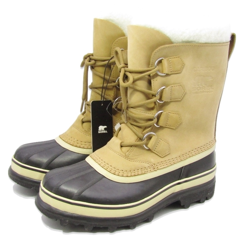 美品 SOREL ソレル 25cm スノーブーツ NL1005 CARIBOU カリブー ウィメンズ レディース ウィンターブーツ ベージュ WPヌバック 35004941拍卖
