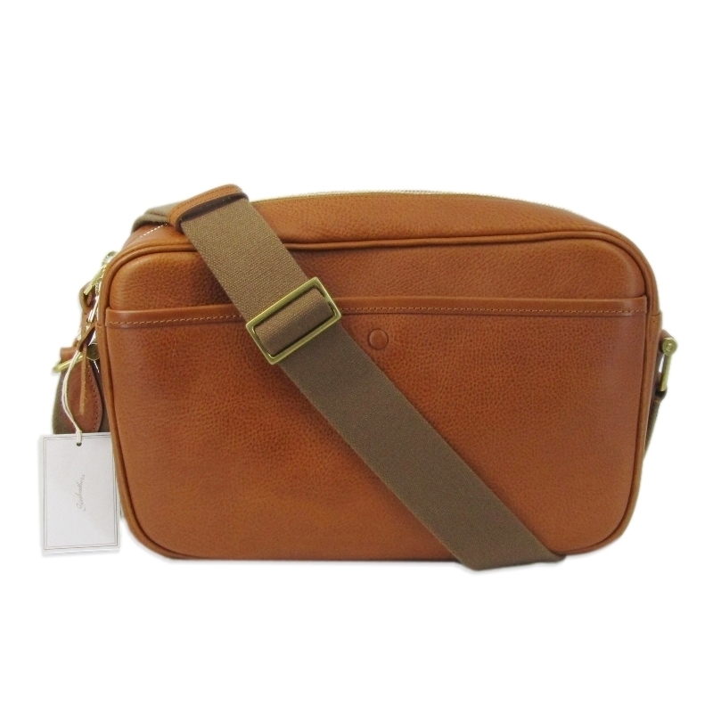 美品 Sinleathers シンレザーズ ショルダーバッグ compagno ミネルバボックス ショルダーポーチ 日本製 コニャック 61004075拍卖