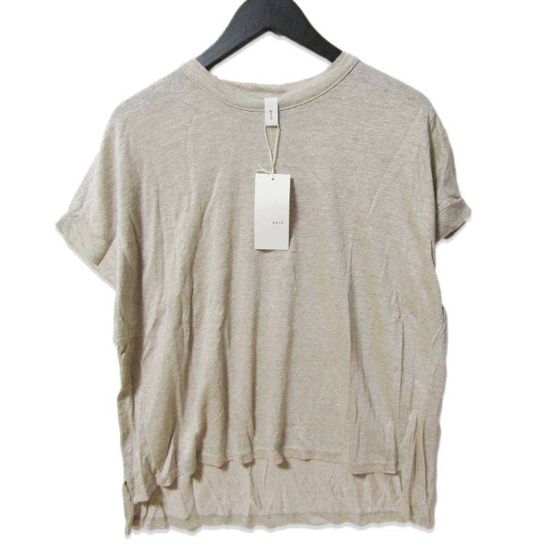 未使用 prit プリット 40/1ベルギーリネン天竺ショートスリーブ プルオーバー P92437 半袖Tシャツ 麻 日本製 生成 F タグ付き 27111784拍卖