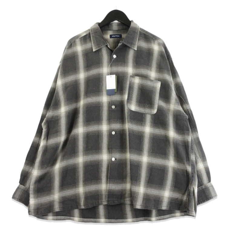 未使用 NAUTICA ノーティカ 長袖オンブレチェックシャツ 251-1056 25SS Bleach Ombre Check L/S Shirts オリーブ XL タグ付き 99000024拍卖