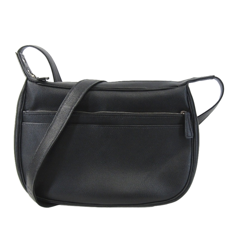 美品 Rei leather レイレザー ショルダーバッグ アルランゴートシュリー 内装シープスエード レザーバッグ ブラック 黒 61004138拍卖