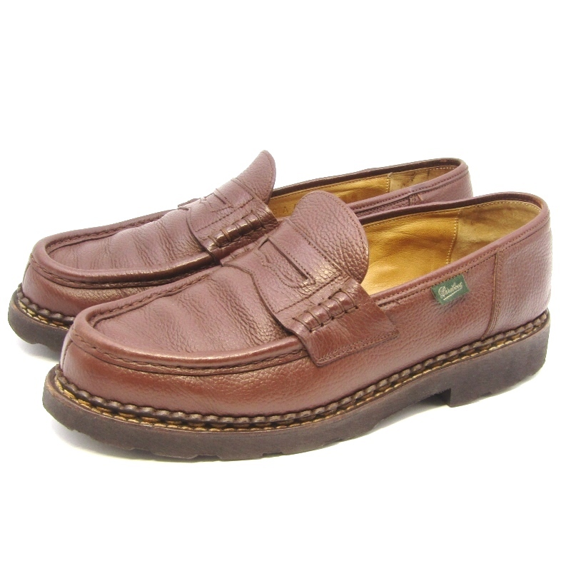 Paraboot パラブーツ UK8 ペニーローファー REIMS グレインレザー ランス コインローファー マルシェ2ソール シボ革 ブラウン 35004986拍卖