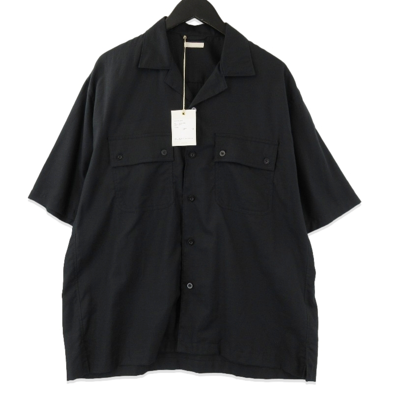 未使用 ULTERIOR アルテリア SILKY SOFT TWILL O/C SHIRT ULSH59-KA198 半袖シャツ 開襟 オープンカラー ブラック 黒 4 71014238拍卖