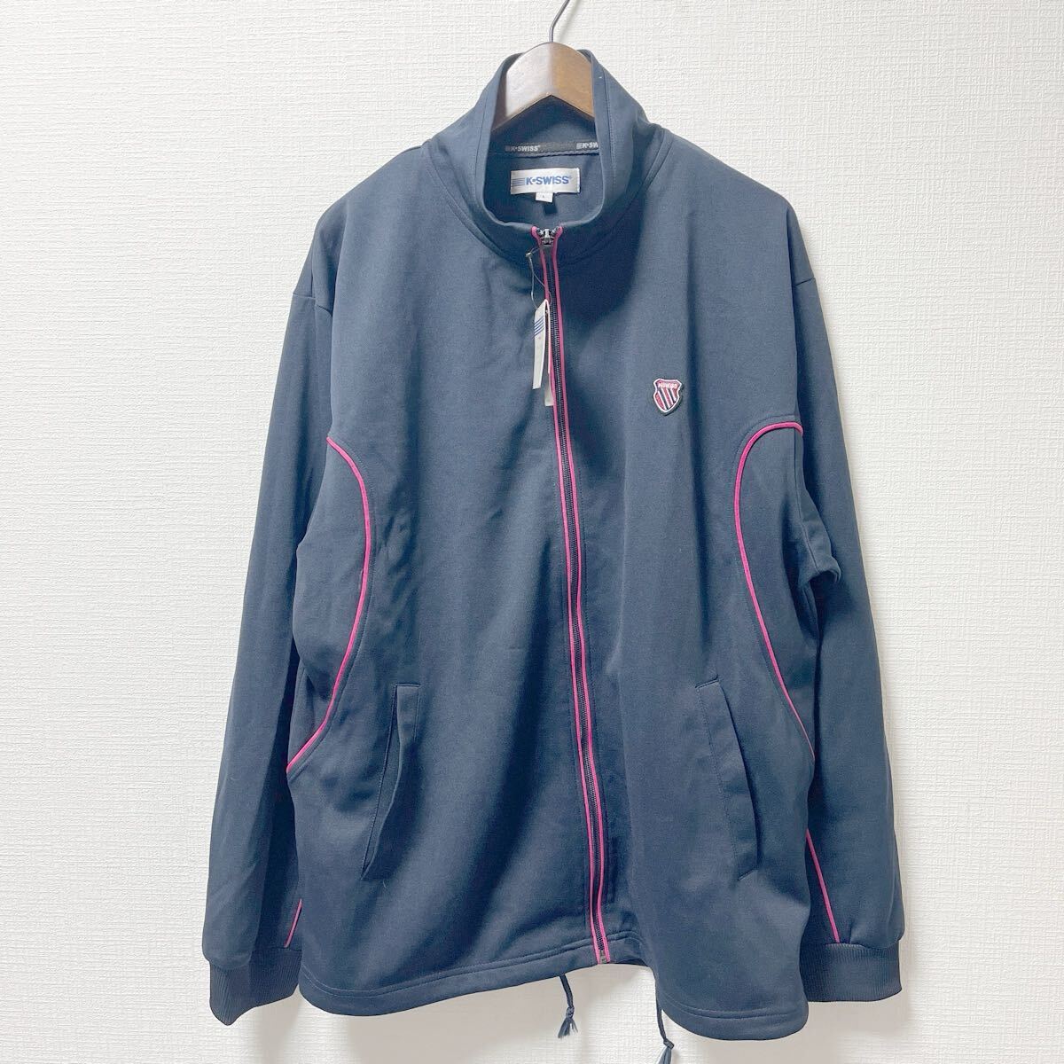 【新品】 K-SWISS ケースイス ジャージ トラックジャケット Lサイズ ネイビー ポリエステル拍卖
